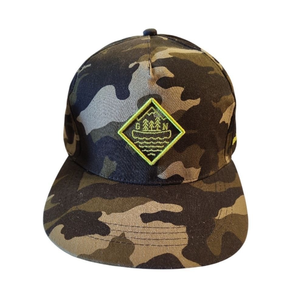 Great Northern Camouflage Neon Green Logo Patch Snapback Hat OS Unisex Grunge